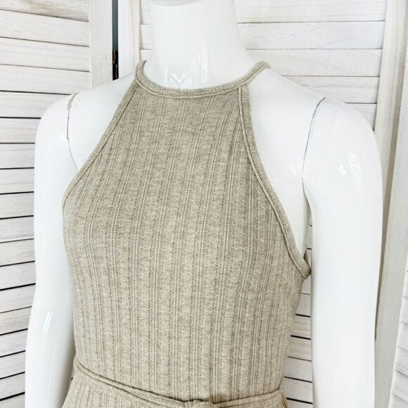 Anthropologie Amadi Caroline Knit Halter Sheath Maxi Dress Tan Small Sleeveless - Picture 5 of 12